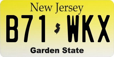 NJ license plate B71WKX