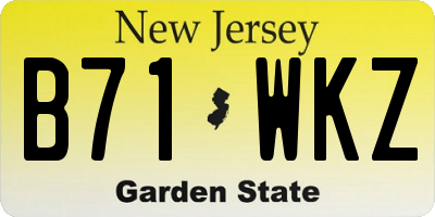 NJ license plate B71WKZ