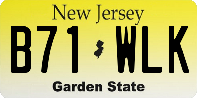 NJ license plate B71WLK