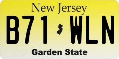 NJ license plate B71WLN