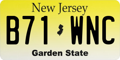 NJ license plate B71WNC