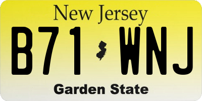 NJ license plate B71WNJ
