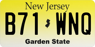 NJ license plate B71WNQ
