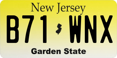 NJ license plate B71WNX