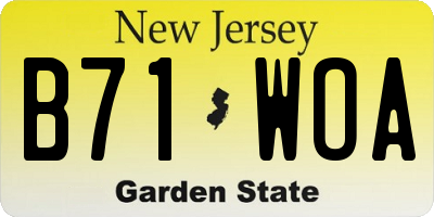NJ license plate B71WOA