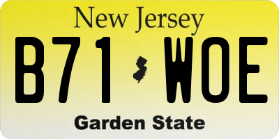 NJ license plate B71WOE