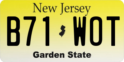 NJ license plate B71WOT