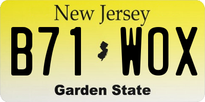 NJ license plate B71WOX