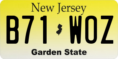 NJ license plate B71WOZ