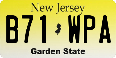 NJ license plate B71WPA