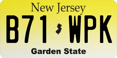 NJ license plate B71WPK
