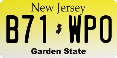 NJ license plate B71WPO