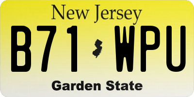 NJ license plate B71WPU