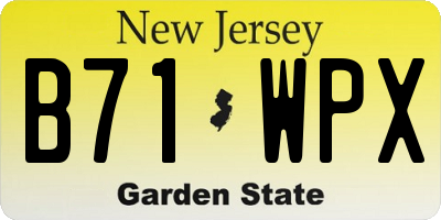 NJ license plate B71WPX