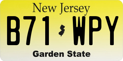 NJ license plate B71WPY
