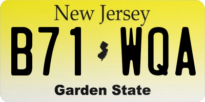 NJ license plate B71WQA