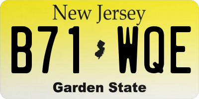 NJ license plate B71WQE