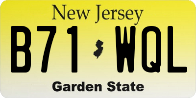 NJ license plate B71WQL