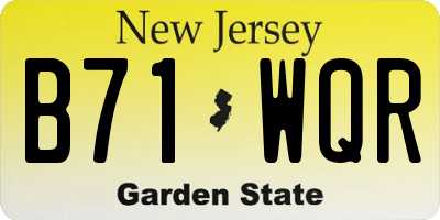 NJ license plate B71WQR