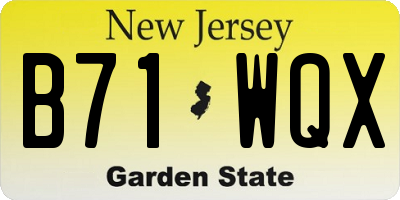 NJ license plate B71WQX