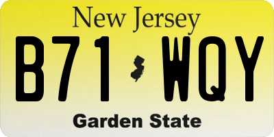 NJ license plate B71WQY