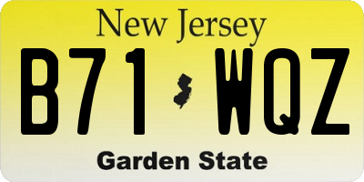 NJ license plate B71WQZ