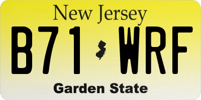 NJ license plate B71WRF