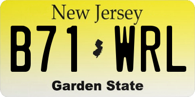 NJ license plate B71WRL