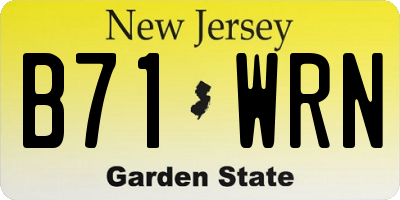 NJ license plate B71WRN