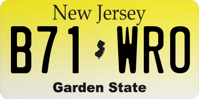 NJ license plate B71WRO