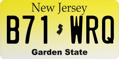 NJ license plate B71WRQ