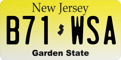 NJ license plate B71WSA