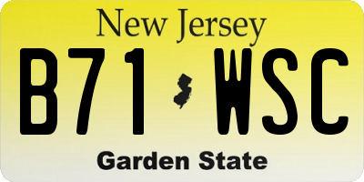 NJ license plate B71WSC