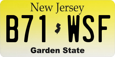 NJ license plate B71WSF