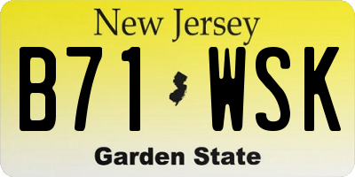 NJ license plate B71WSK