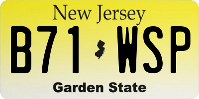 NJ license plate B71WSP