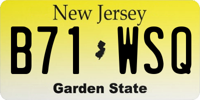 NJ license plate B71WSQ