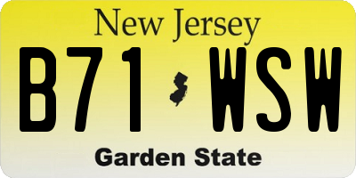 NJ license plate B71WSW