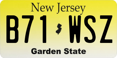 NJ license plate B71WSZ