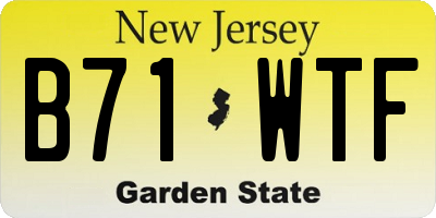 NJ license plate B71WTF