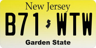 NJ license plate B71WTW