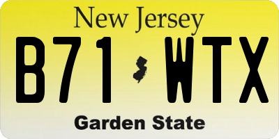 NJ license plate B71WTX