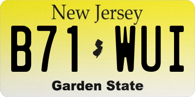 NJ license plate B71WUI