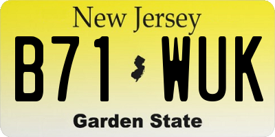 NJ license plate B71WUK