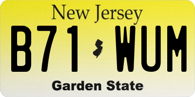 NJ license plate B71WUM