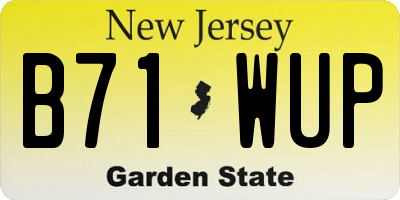 NJ license plate B71WUP