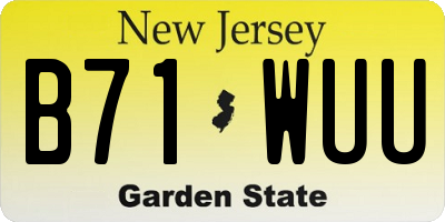 NJ license plate B71WUU