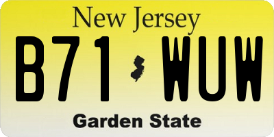 NJ license plate B71WUW