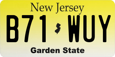 NJ license plate B71WUY
