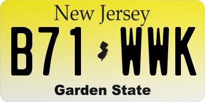 NJ license plate B71WWK